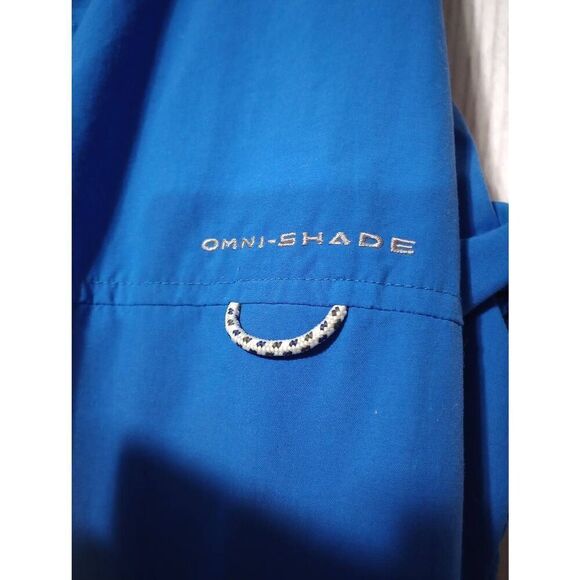 Columbia Shirt Men's Large Omni-Shade Fishing Gear Button Front Blue Long Sleeve - Picture 4 of 9